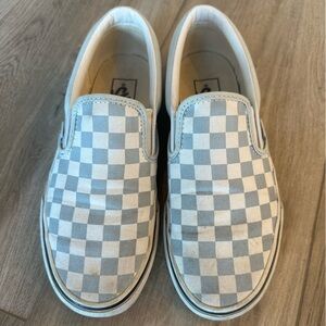 Vans Classic Slip-On Checkerboard Blue and White Canvas Skate Shoes size 8
